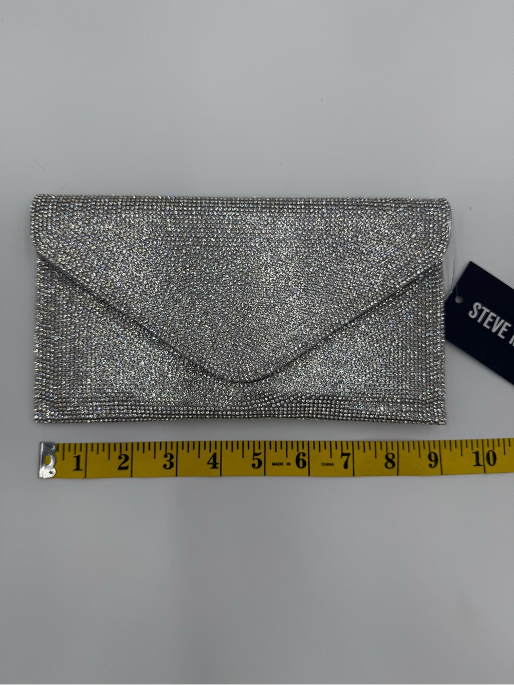 Steve Madden Silver Rhinestone Envelope Clutch Bag NWT - Picture 7 of 9